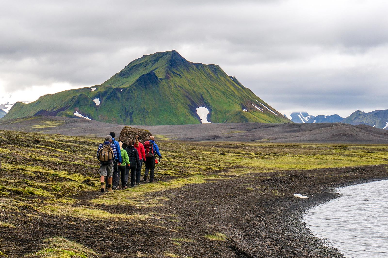 Hiking adventure through Iceland's lush volcanic landscape