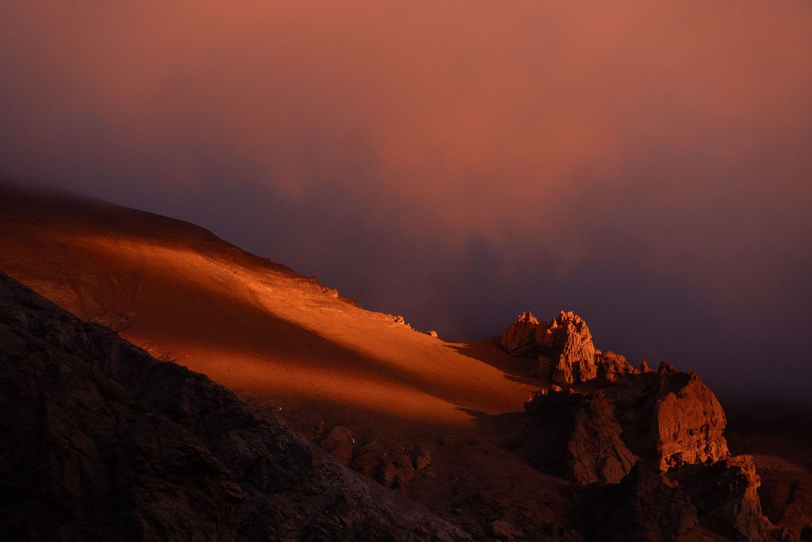 Aconcagua mountain landscape bathed in golden hour light