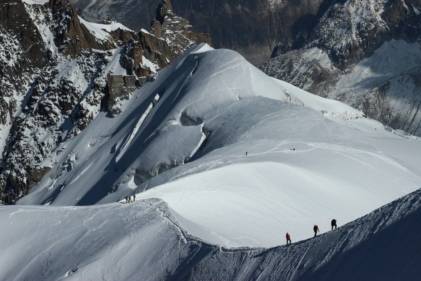 hiking up on ridge to mountain hut
