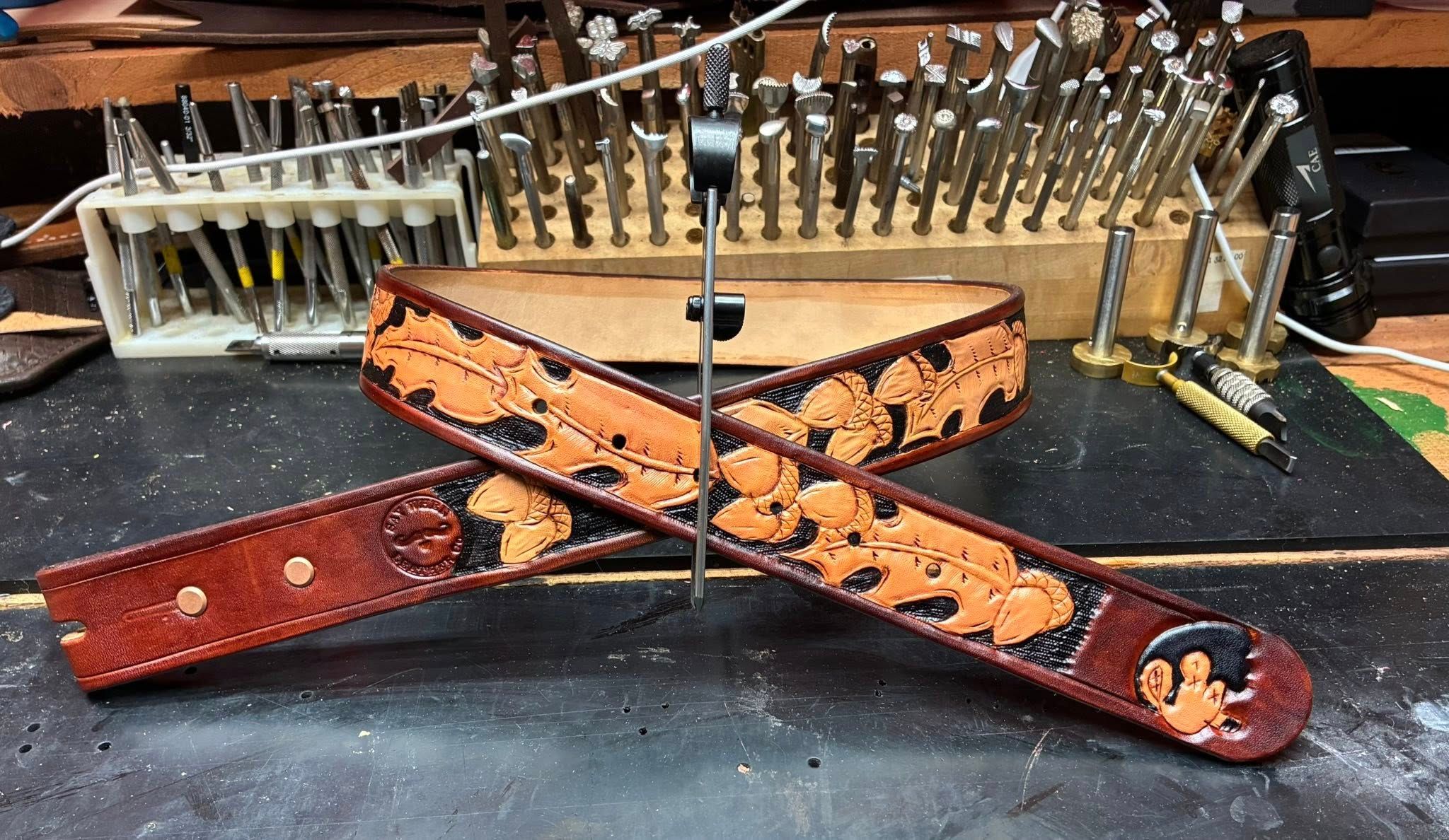 Tooled Belt — Oak Leaf & Acorn Design — photo 1
