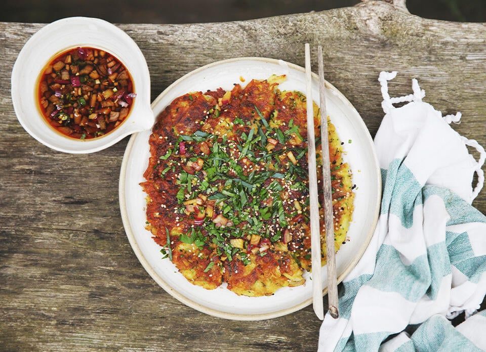 Koreansk squashpannekake