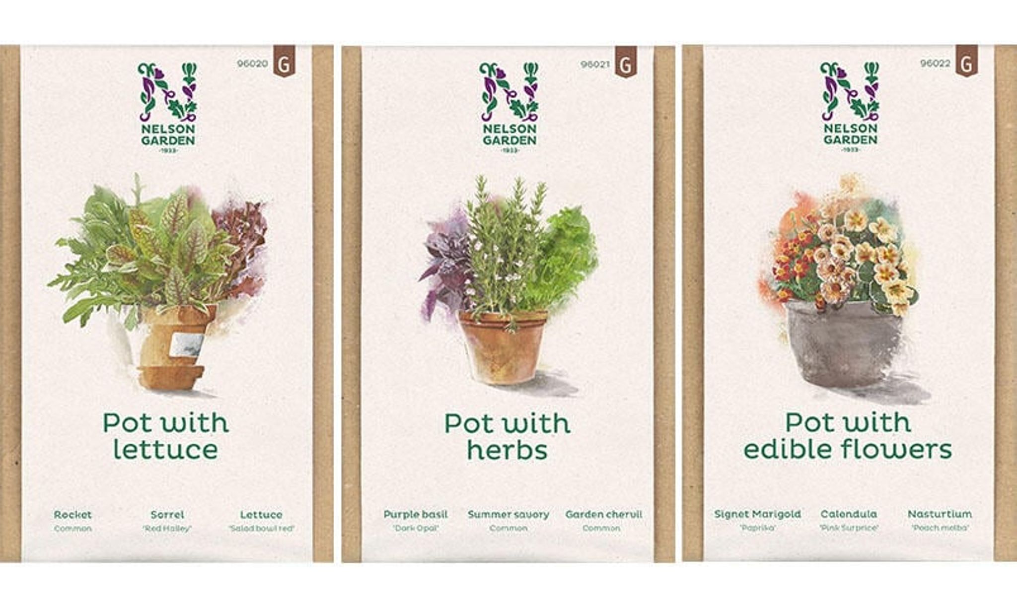 Nelson Garden lanserer seks unike sortimenter med specielt udvalgte frøvarianter som egner sig til at dyrke sammen i en potte eller plantekasse.