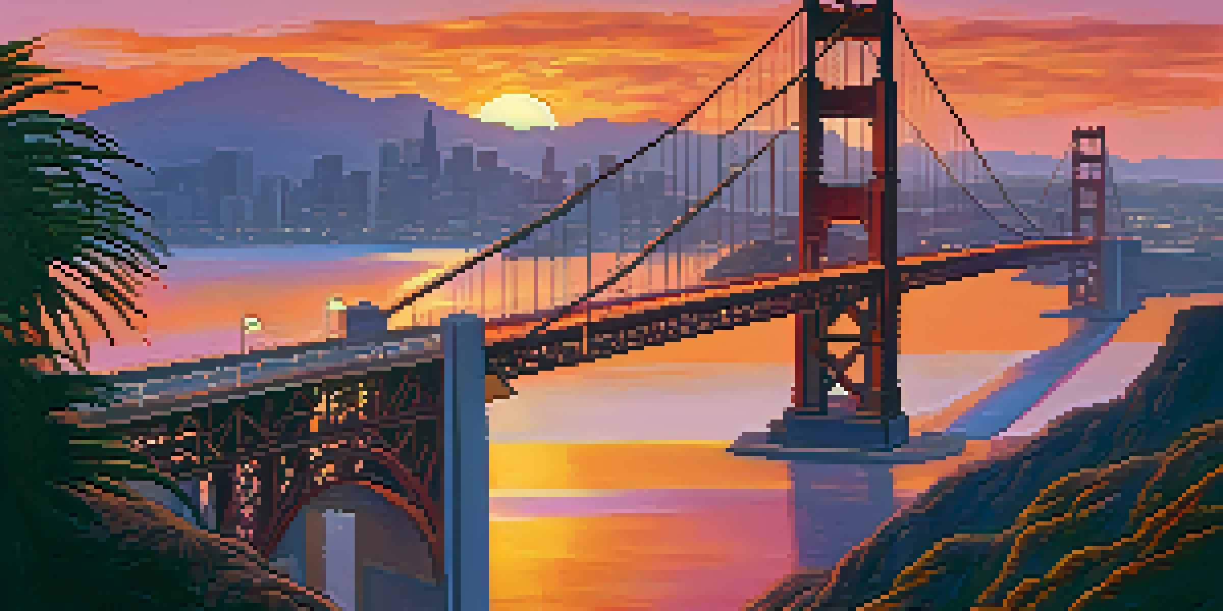 A colorful sunset over the California skyline with athletes silhouetted in the foreground discussing sports law.