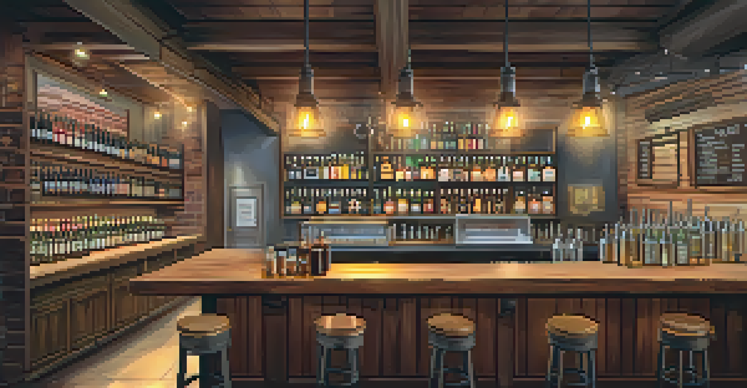A cozy brewery interior with a wooden bar and craft beers on tap, filled with patrons enjoying themselves.