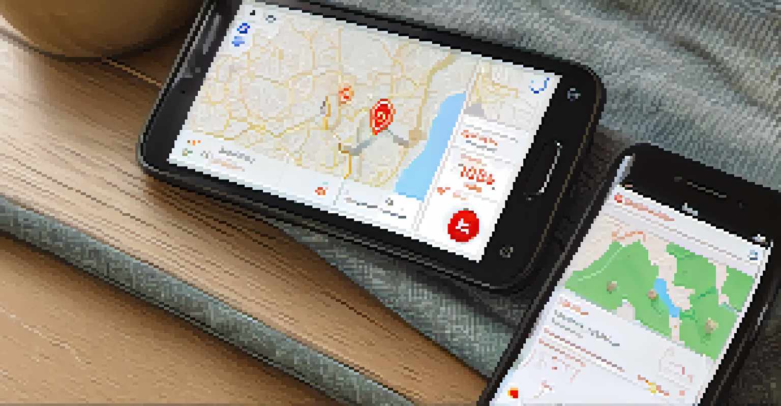 A close-up of a smartphone showing an earthquake preparedness app with alerts and checklists.