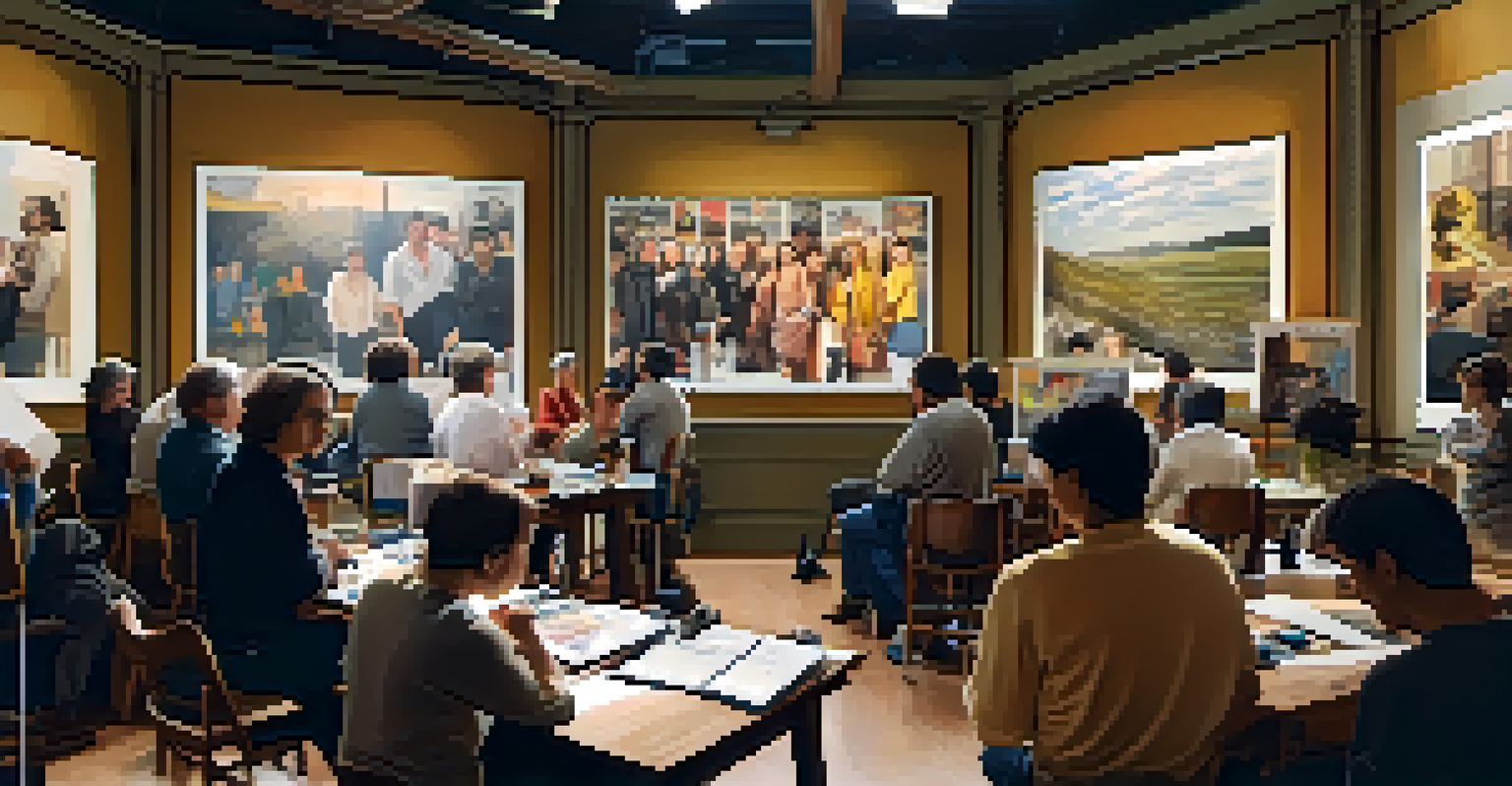 A workshop at a film festival with a seasoned filmmaker teaching participants about filmmaking.