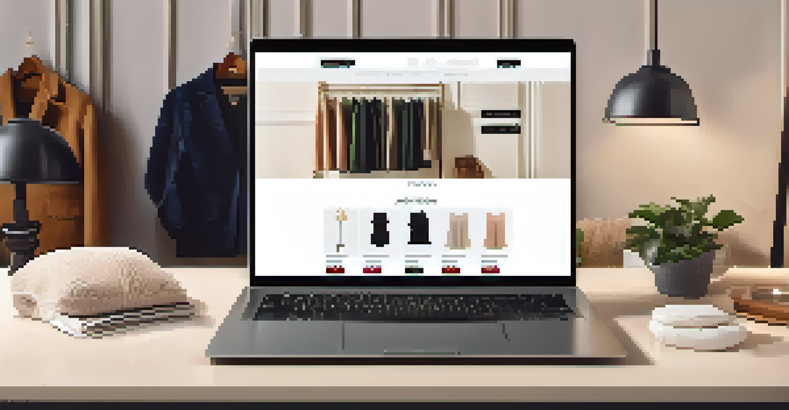 A laptop displaying a trendy online fashion store with beautiful product images and a modern layout.