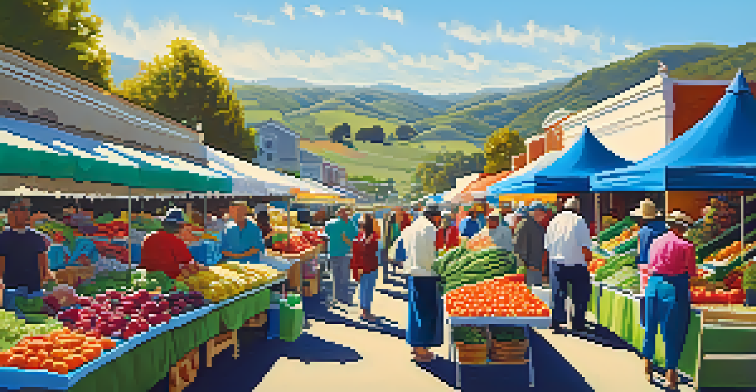 A lively California farmers' market with fresh produce and local farmers.