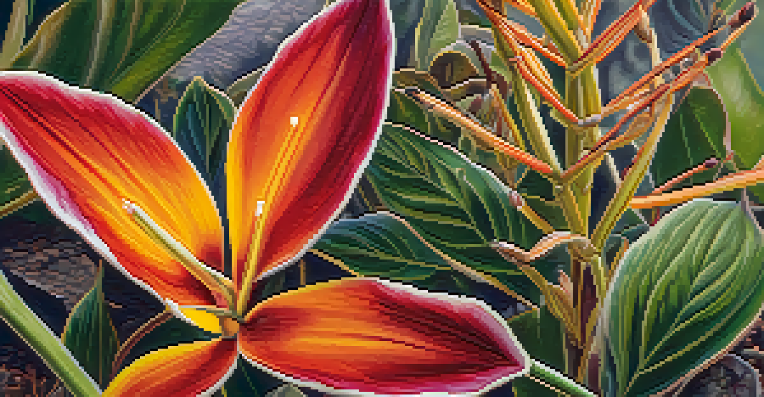 A close-up view of a native California plant, displaying vibrant colors and intricate leaf textures in a natural setting.