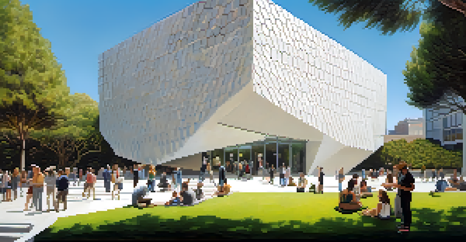 The exterior of the San Francisco Museum of Modern Art, showcasing its unique facade and sculpture garden.