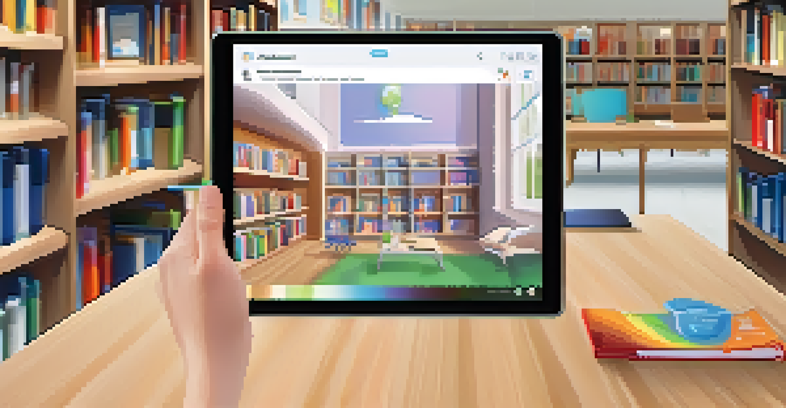 A student's hands using a tablet in a modern classroom, showcasing digital learning.