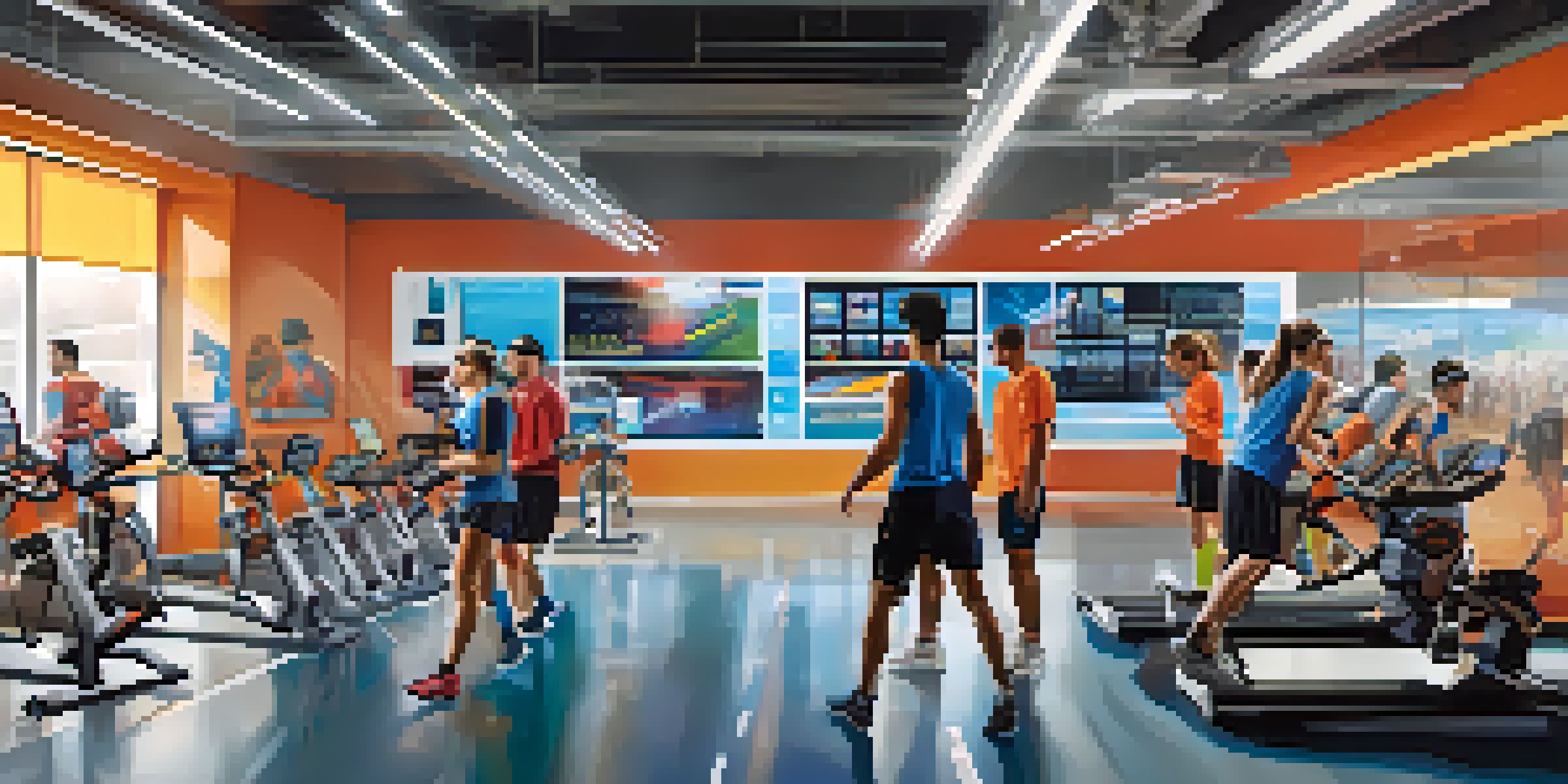 A diverse group of athletes in a California sports tech lab testing wearable technology and analyzing performance data.