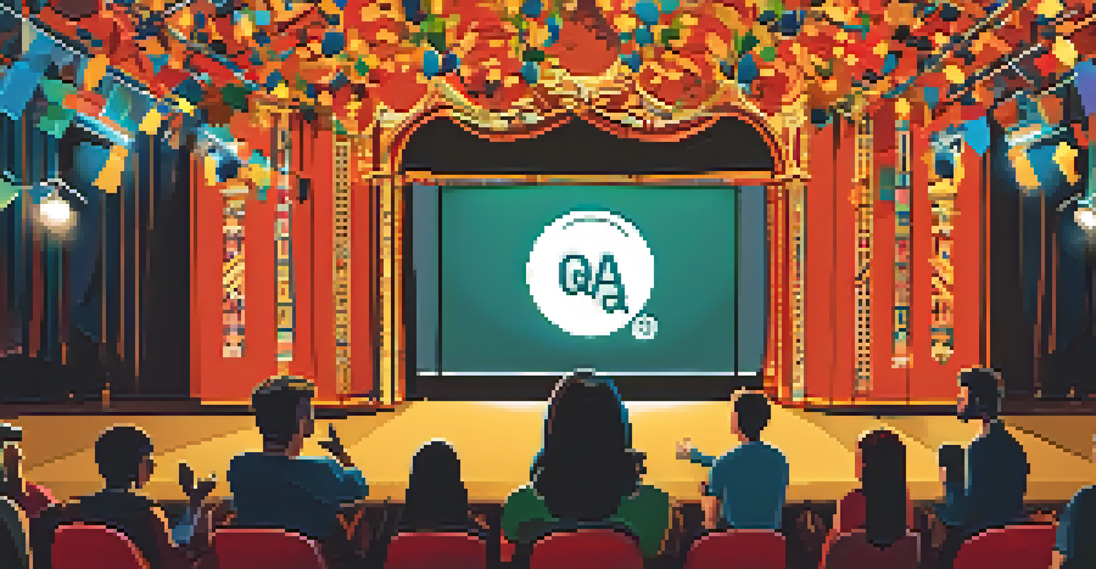 A Q&A session at a film festival with a young filmmaker engaging with an audience.