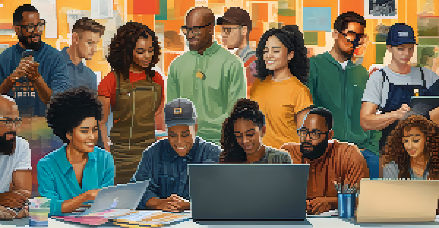 A colorful collage depicting diverse individuals collaborating in technology, emphasizing inclusion and innovation.