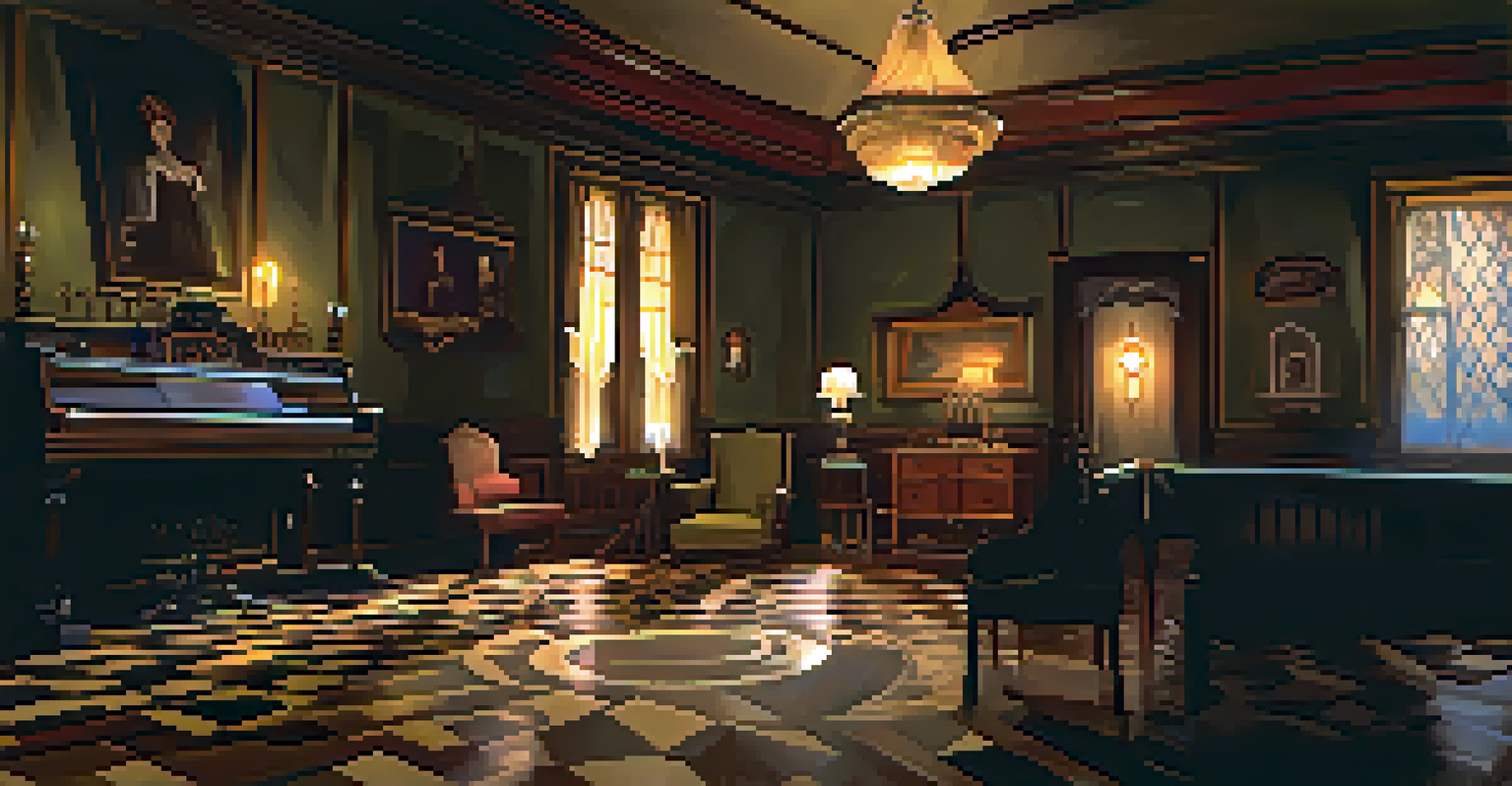 Interior view of a room in the Winchester Mystery House, filled with antiques and a mysterious atmosphere.