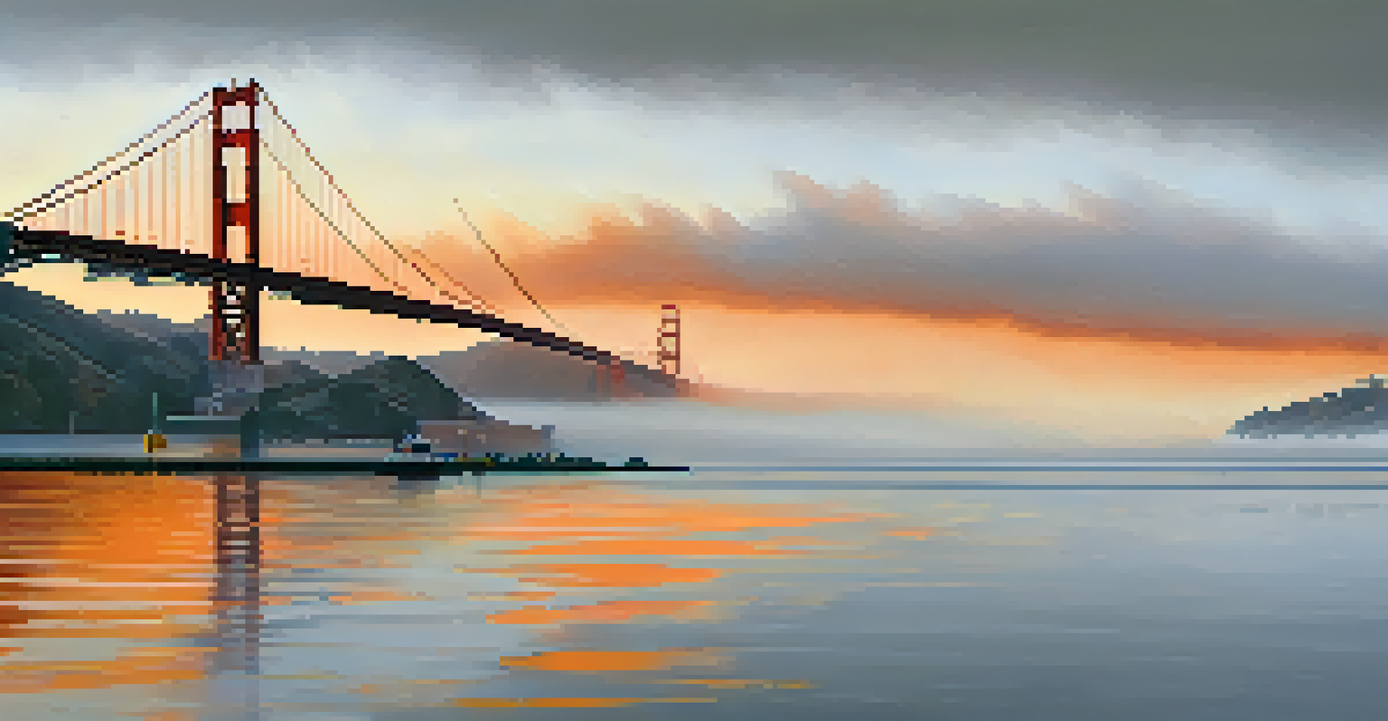 The Golden Gate Bridge enveloped in fog, showcasing its vibrant color against the misty backdrop of San Francisco.