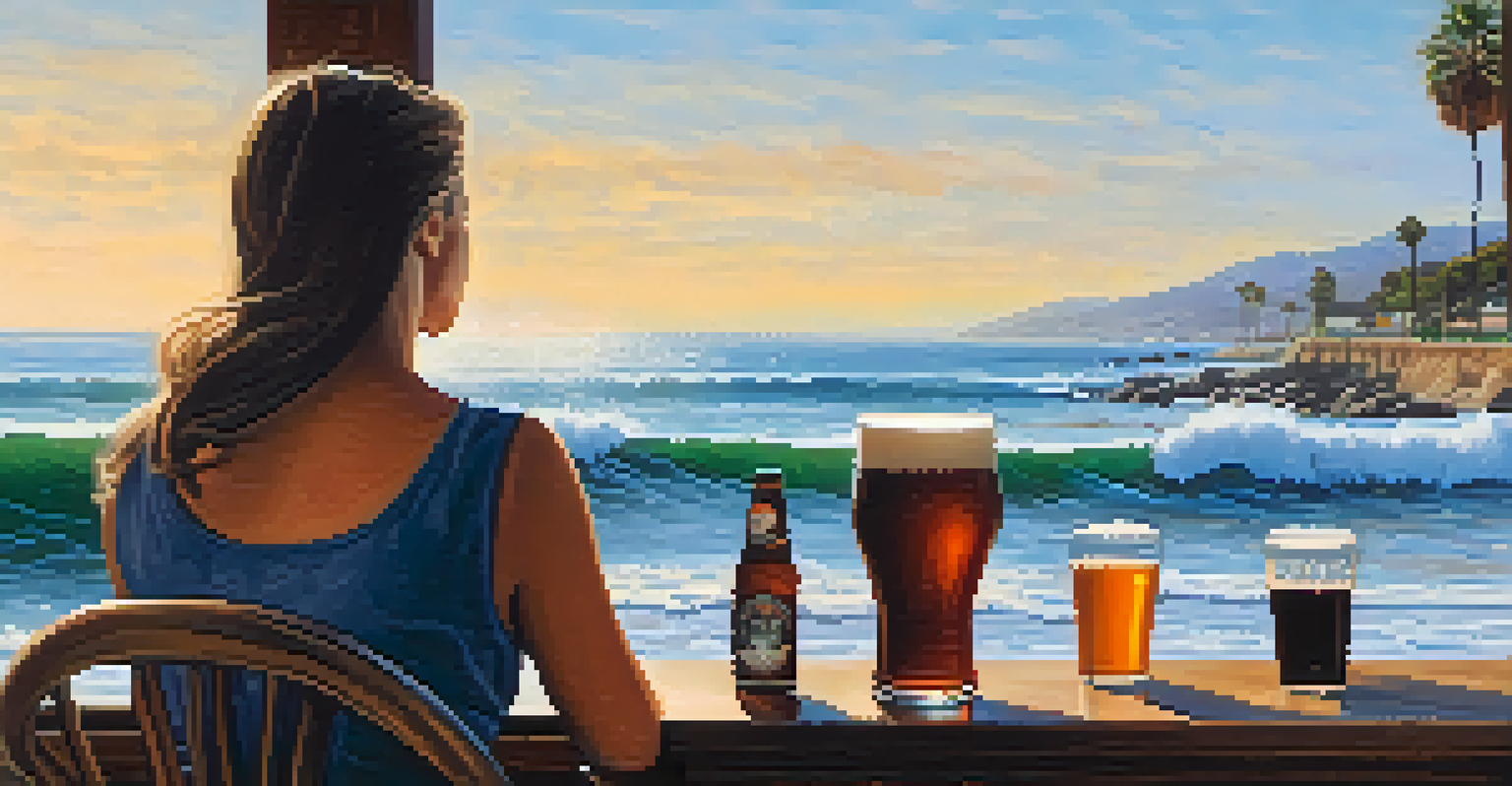 A person enjoying a craft beer with the beautiful Santa Barbara coastline in the background.