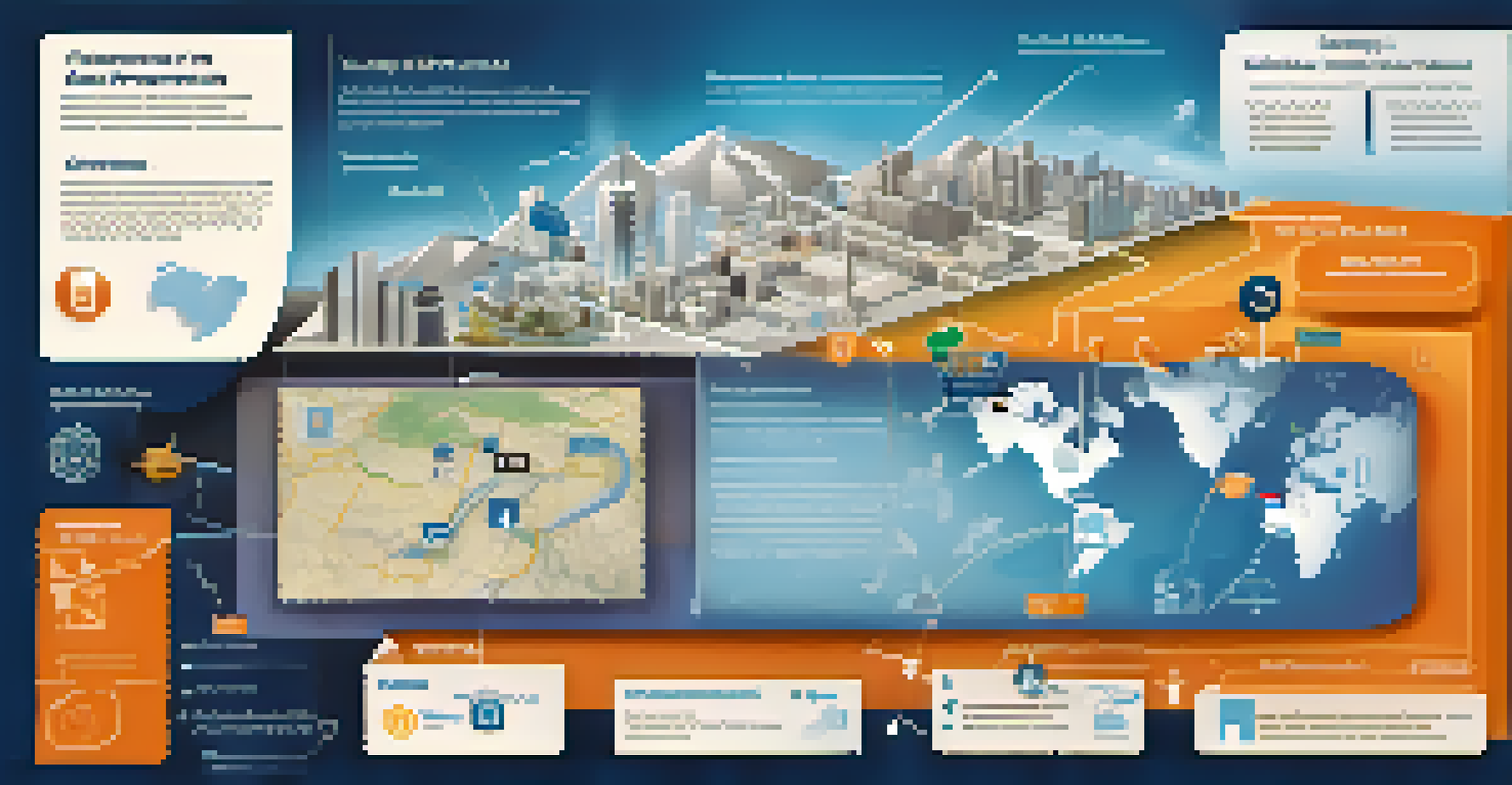An infographic illustrating the integration of technology in earthquake preparedness with various icons.