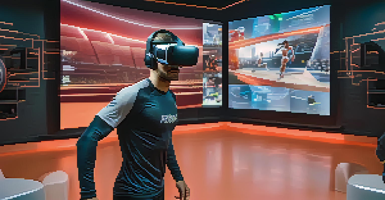 An athlete in a modern training facility using virtual reality for immersive sports training.