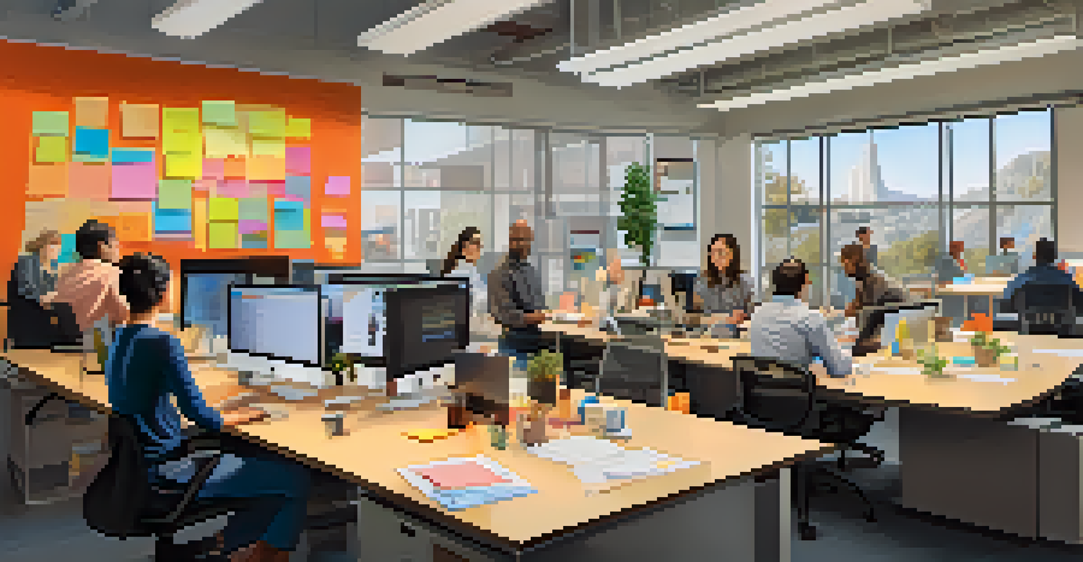 A modern collaborative workspace in Silicon Valley with diverse immigrant innovators working together, surrounded by high-tech equipment and creative materials.