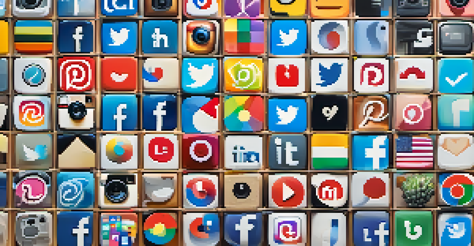 A colorful mosaic of cultural symbols and social media icons representing global connectivity.