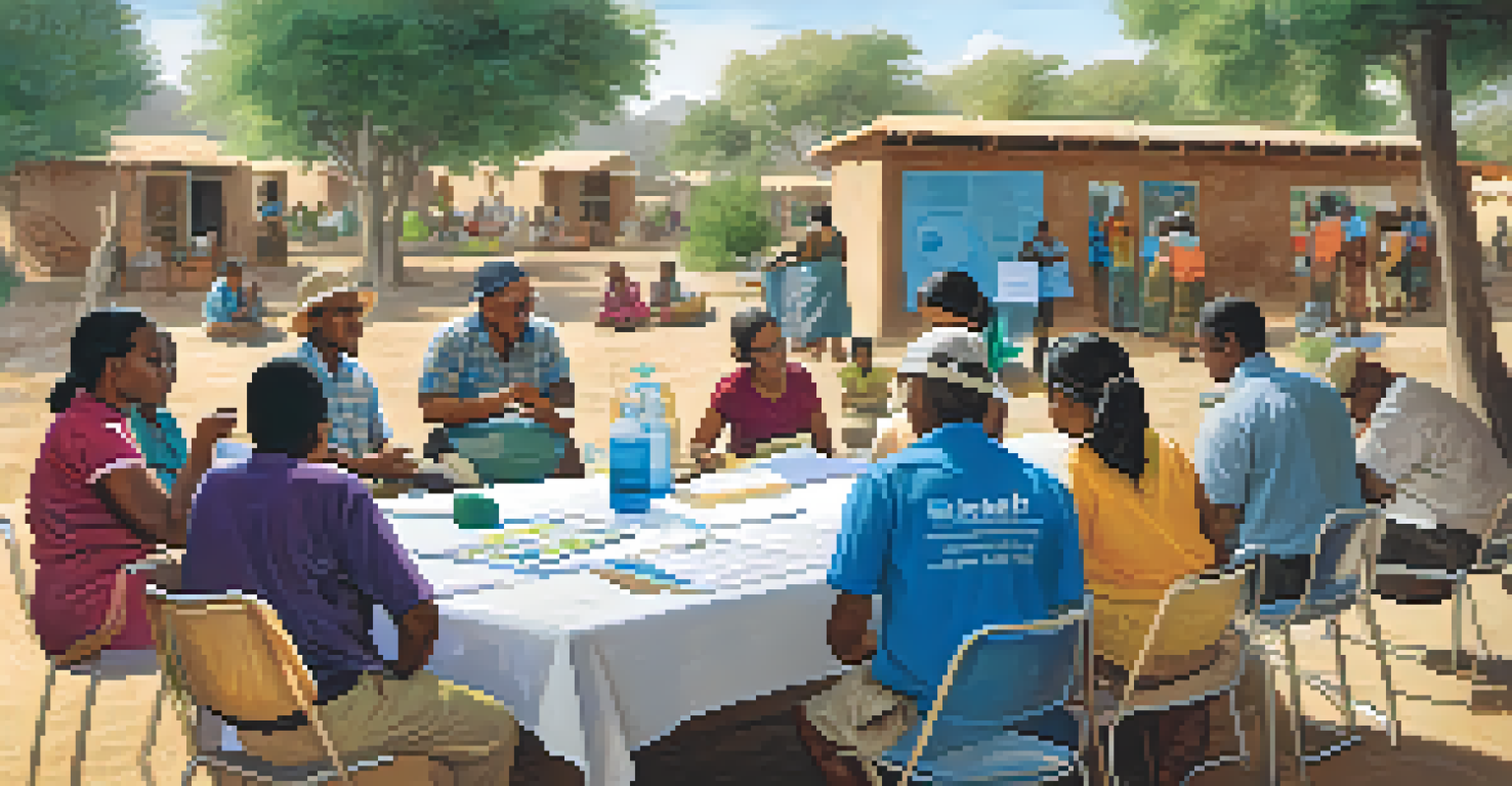A community workshop focused on water conservation with diverse participants around a table engaged in discussion and learning.
