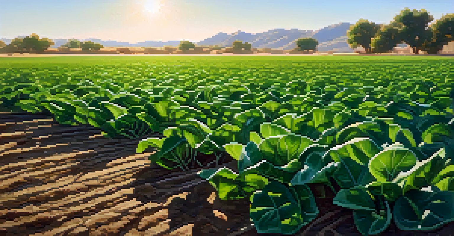 Close-up of drought-resistant crops thriving in dry soil with a water conservation system in the background.