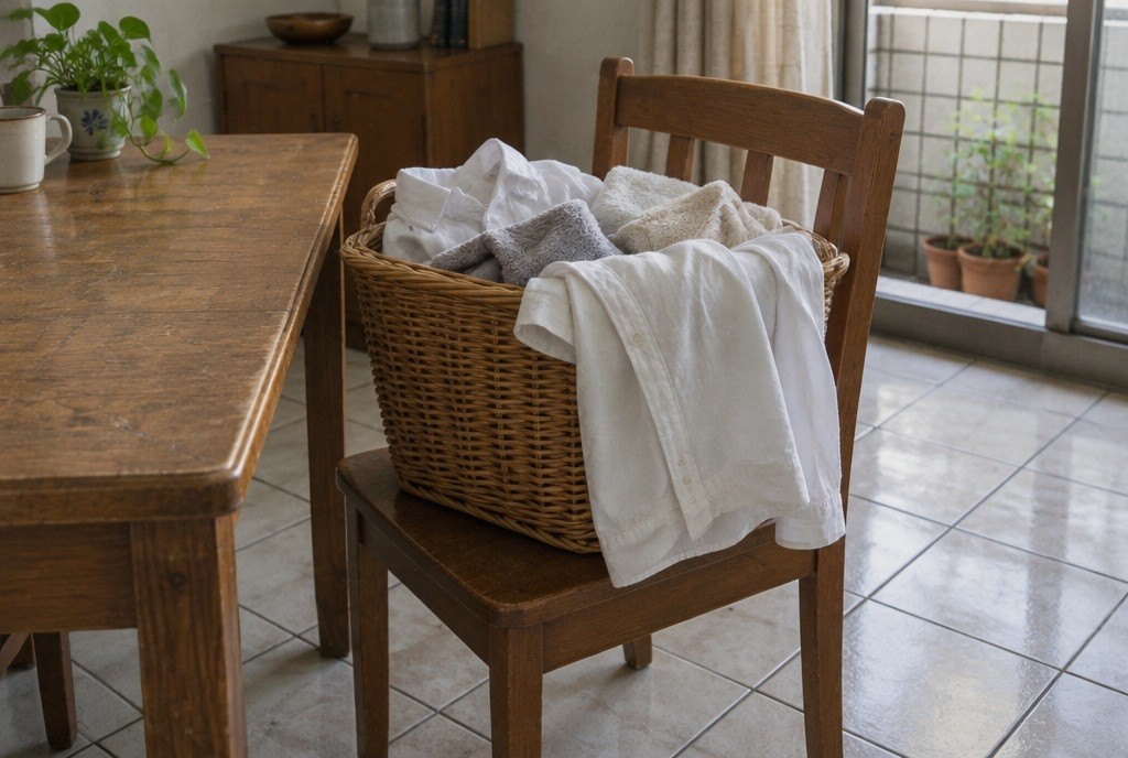 Illustration: Clean laundry waiting to be put away.