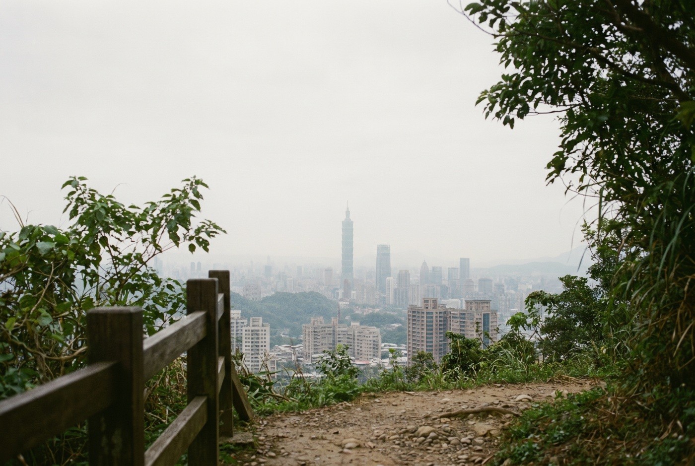 Illustration: A hillside path overlooking the city