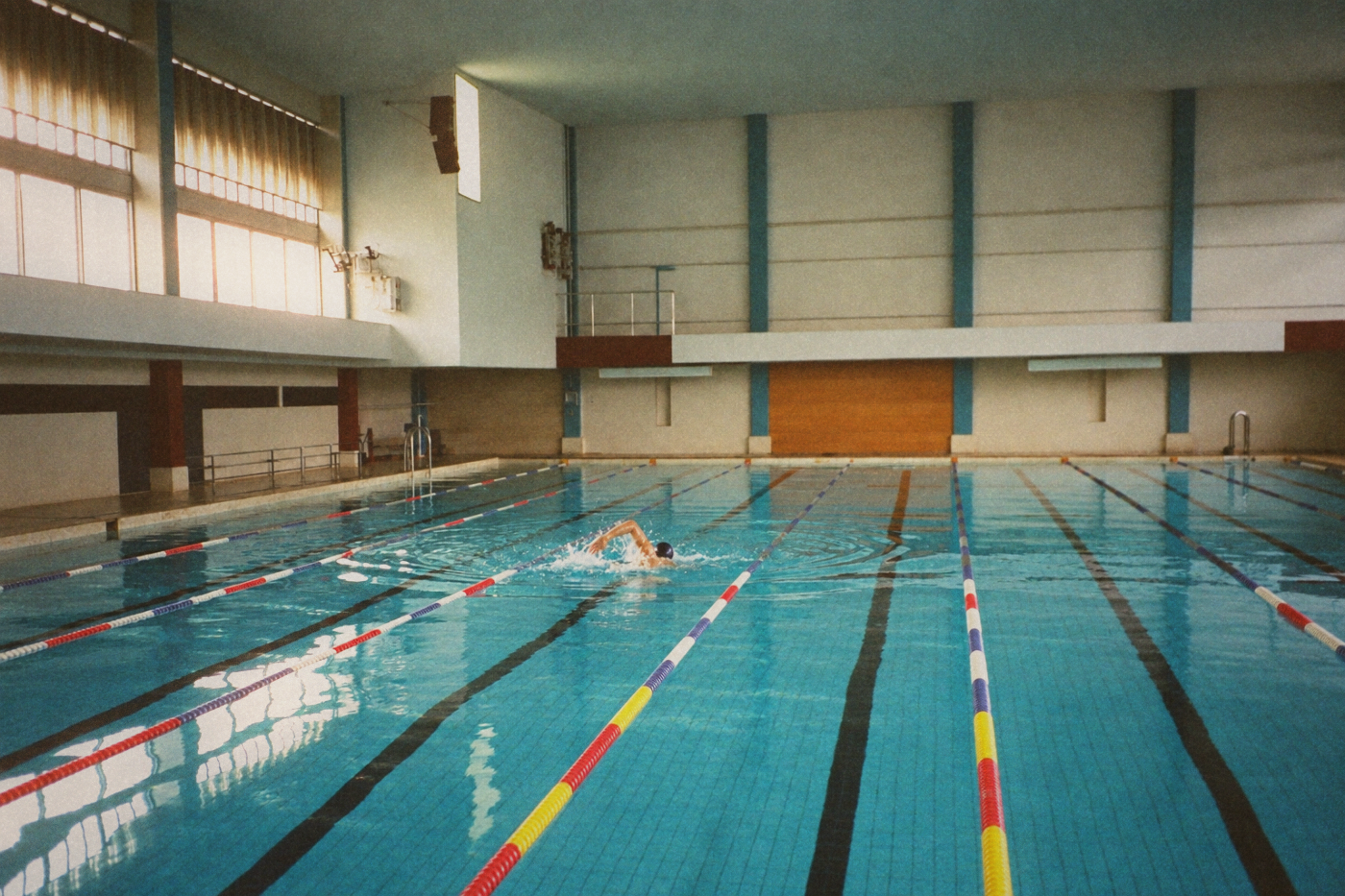 Editorial illustration of an indoor swimming pool.