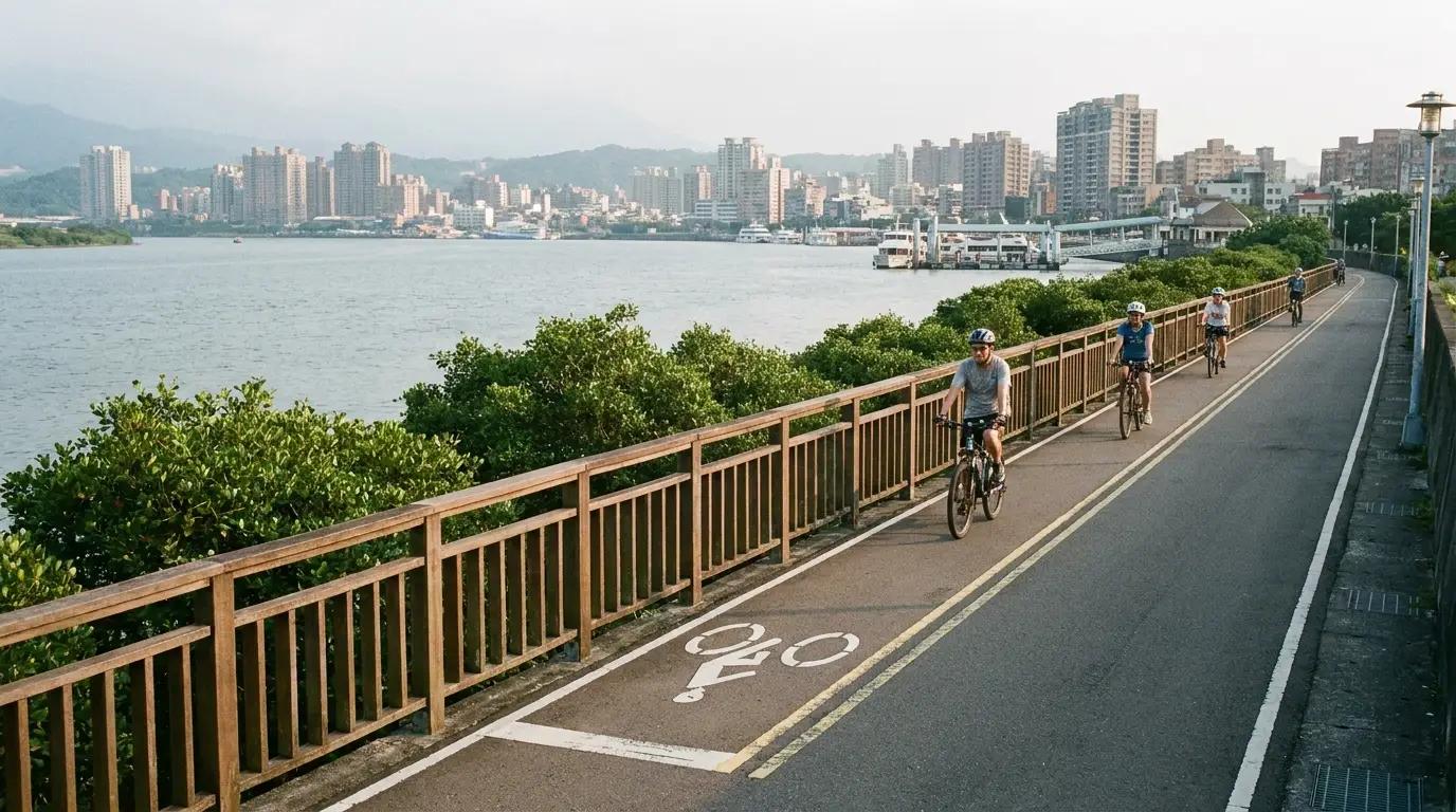 Cycling path along the Bali Left Bank with river views