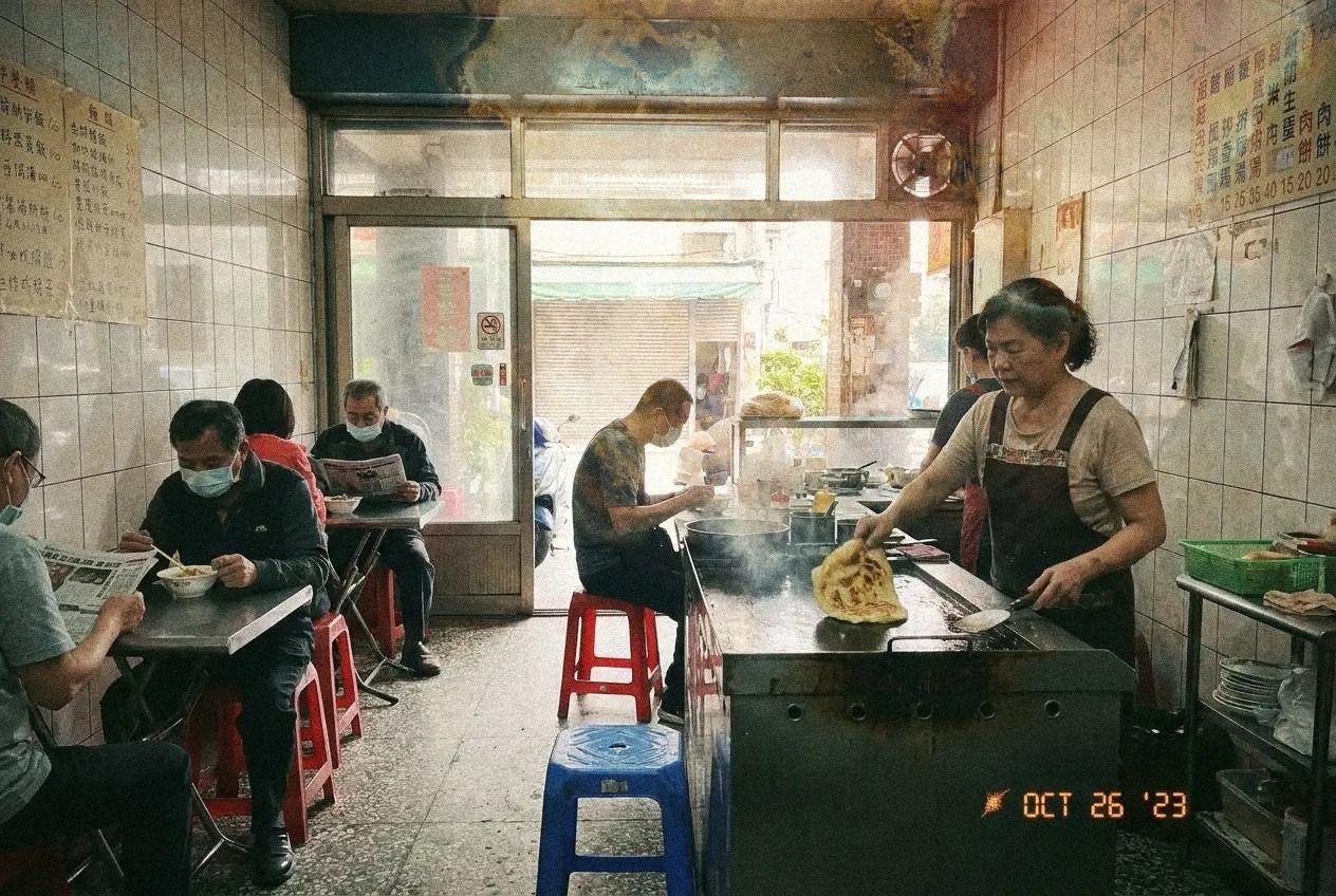 A bright morning brunch spread at a Taipei restaurant with natural light streaming through windows