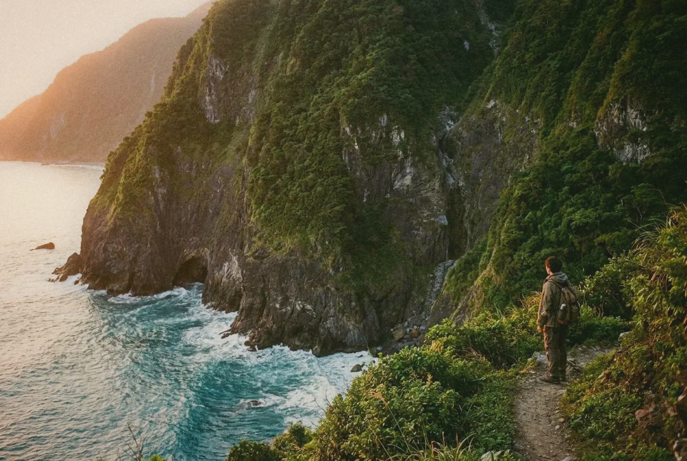Hualien coastline with dramatic cliffs and turquoise Pacific water