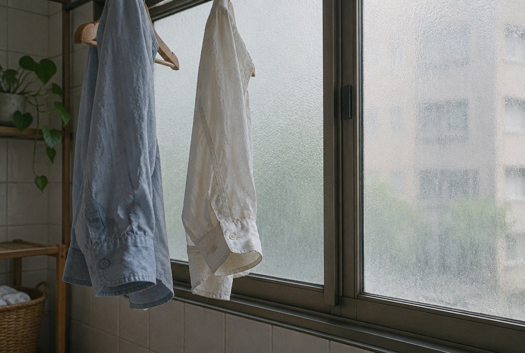 Illustration: Shirt cuffs beside a frosted window.