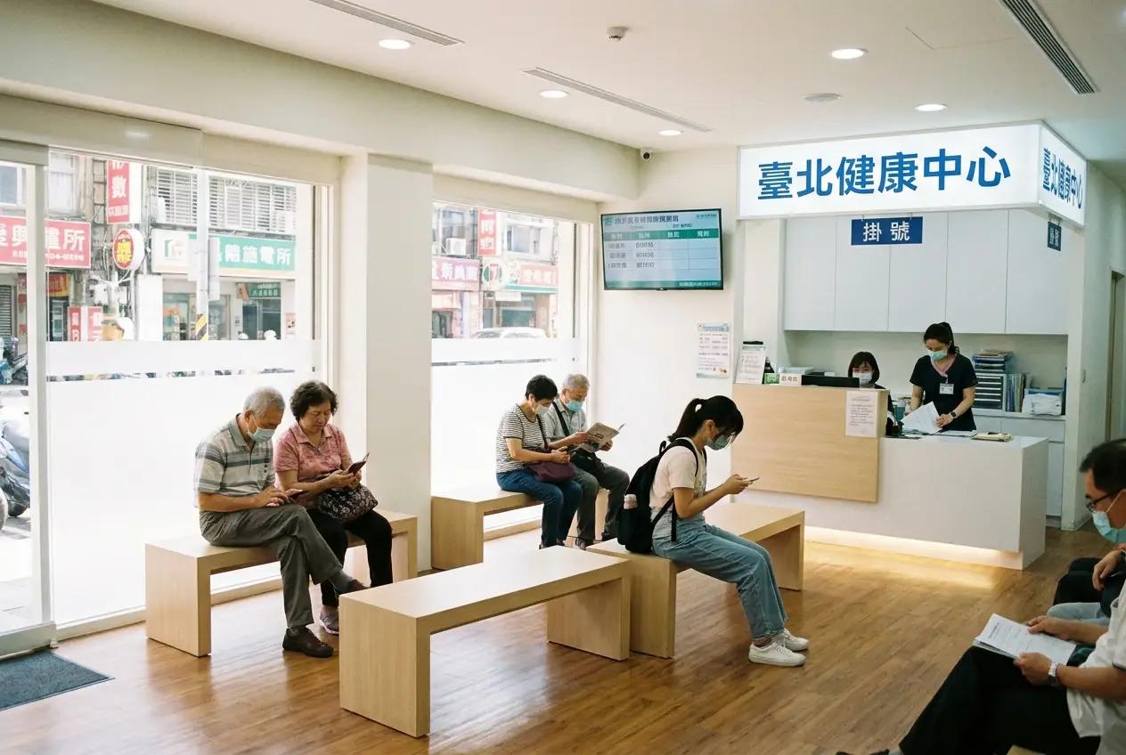 Modern Taipei neighborhood clinic exterior with bilingual signage