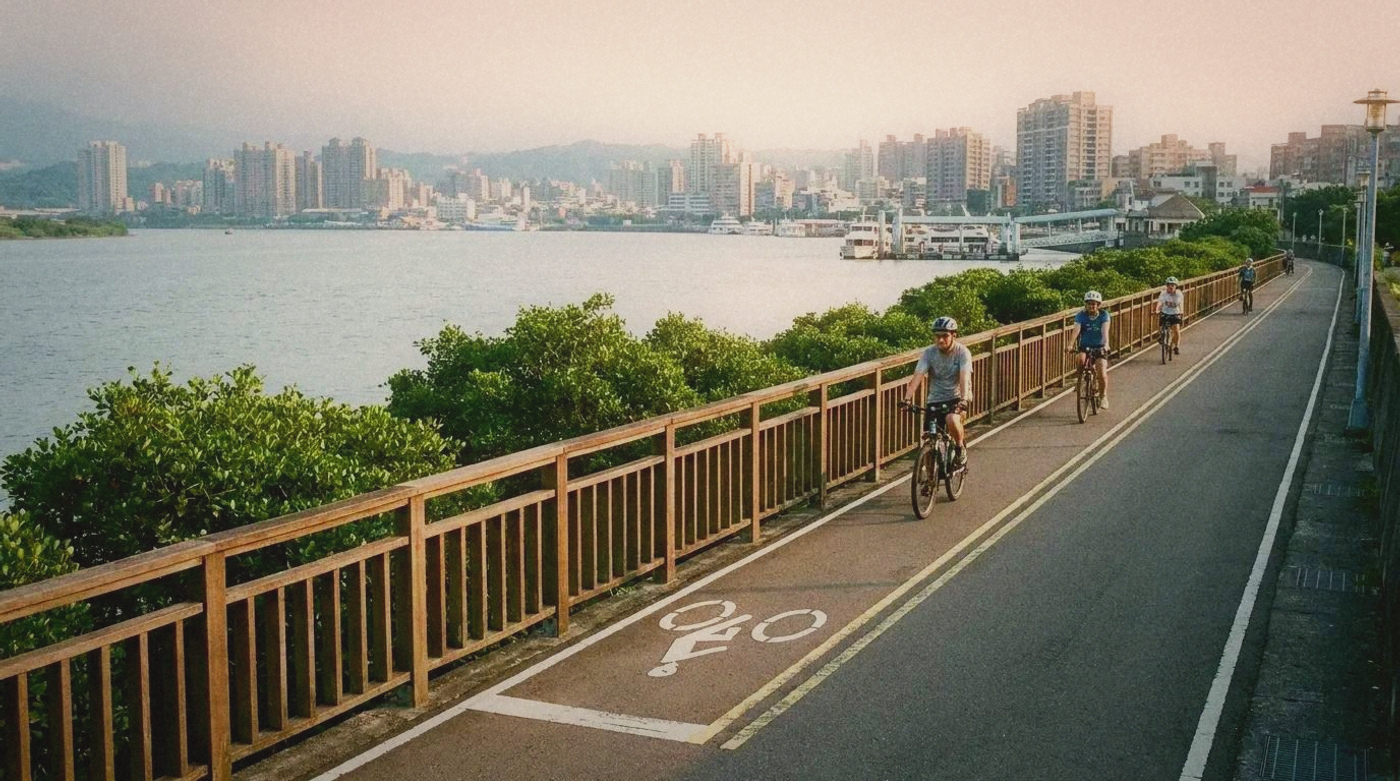 Cycling path along the Bali Left Bank with river views