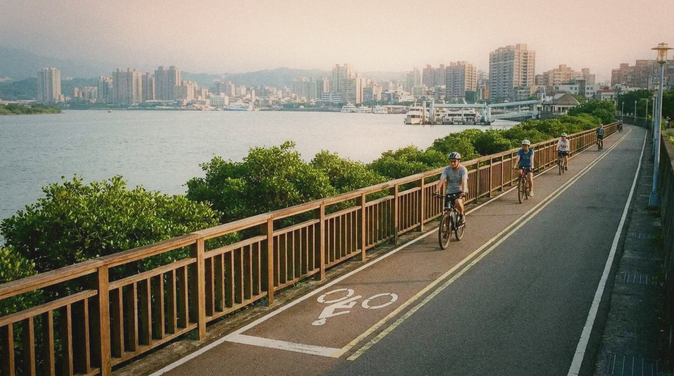 Cycling path along the Bali Left Bank with river views