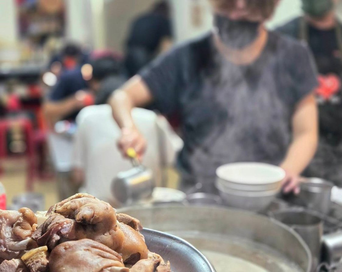 Busy traditional market in Taiwan, morning light