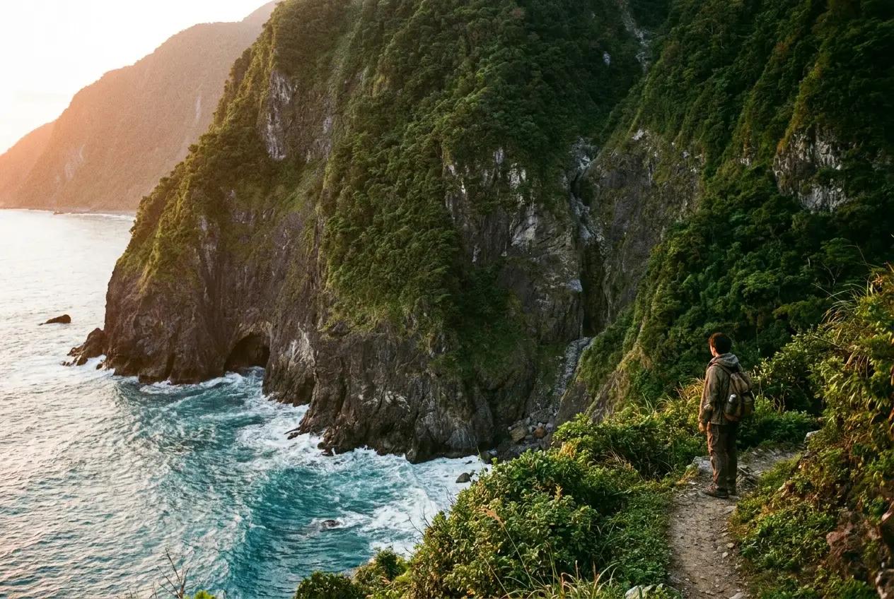 Hualien coastline with dramatic cliffs and turquoise Pacific water