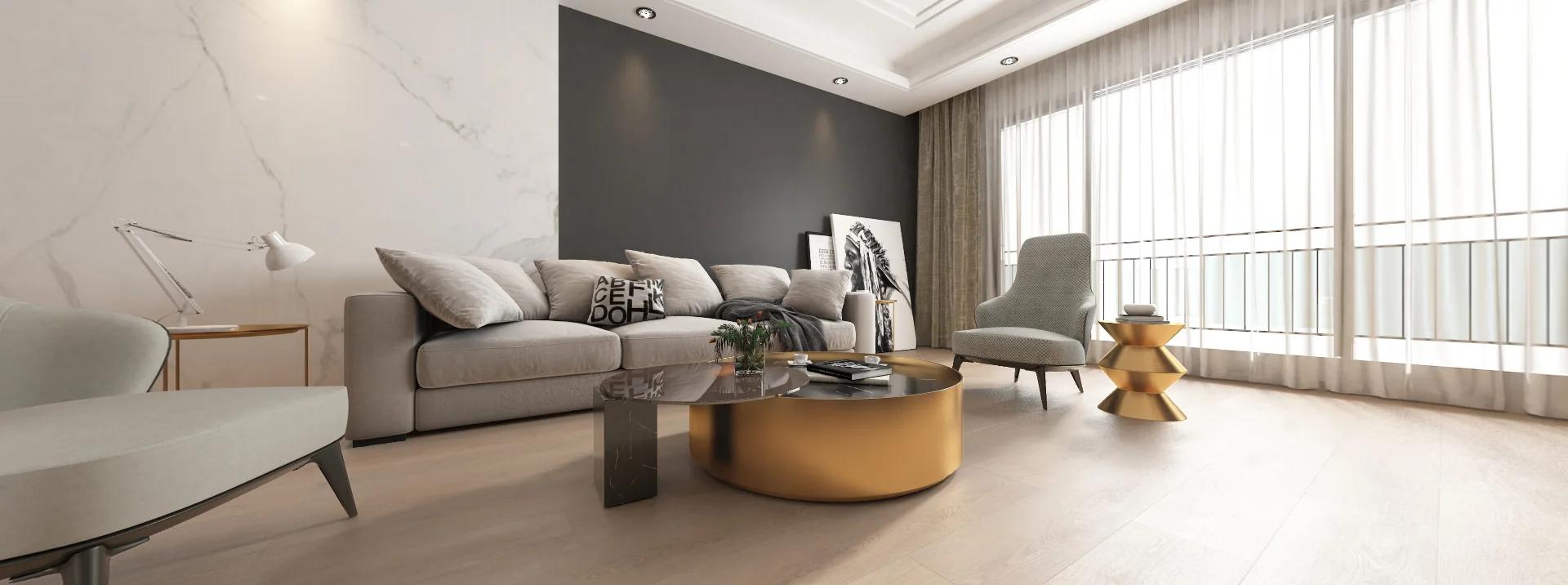 Wood flooring in a styled interior