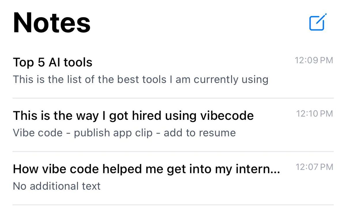 Notes App using vibecode