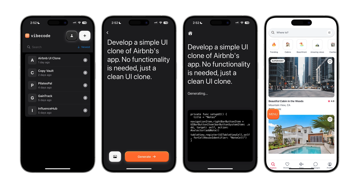 VibeCode Mobile App: Make apps that are ready for production right from your phone