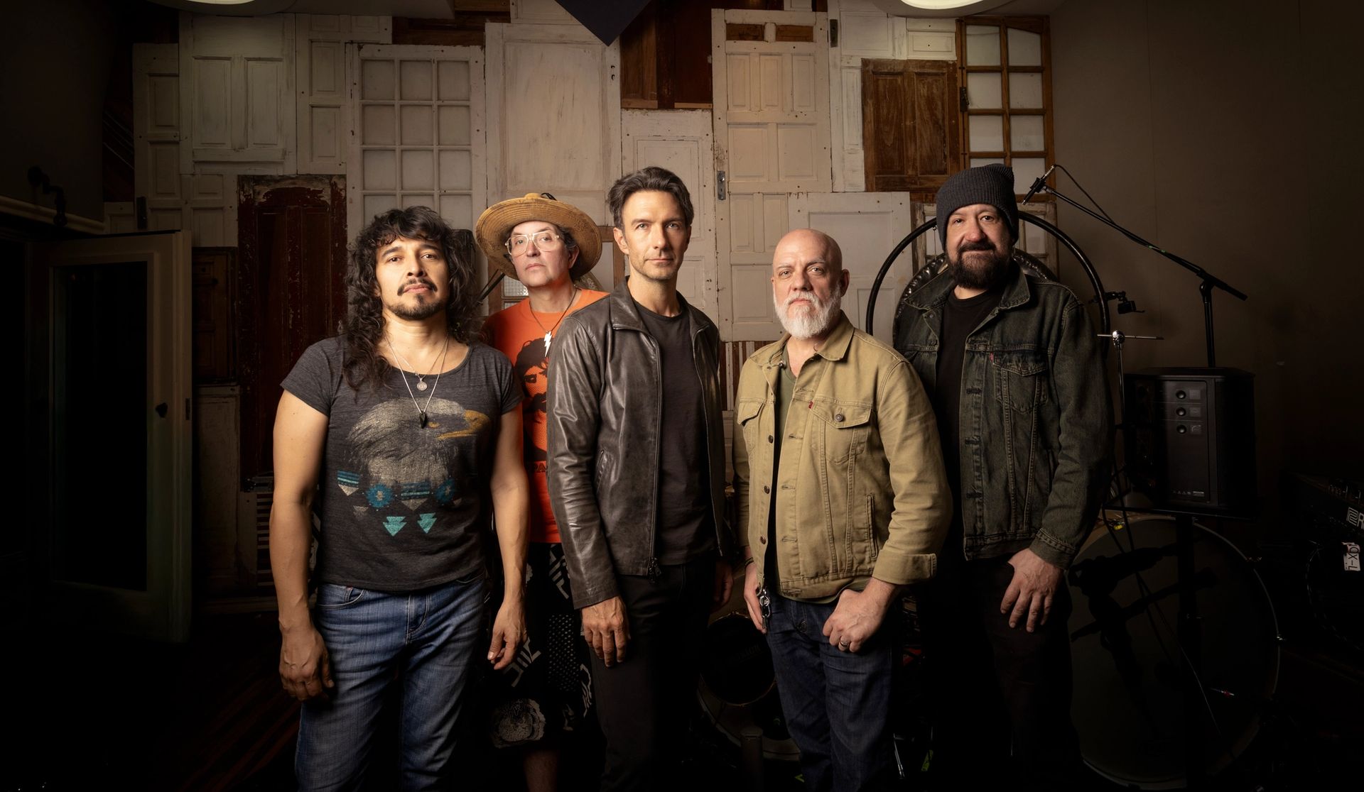 Portrait of the mexican band Fobia at Panoram Studios in Mexico City, photographed by Alan Cortés