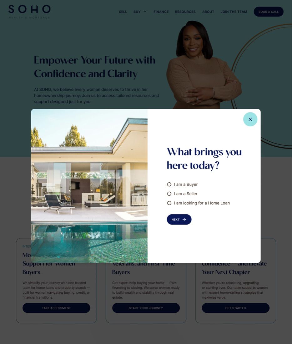 Assessment step 1: What brings you here today? Buyer, seller or home loan
