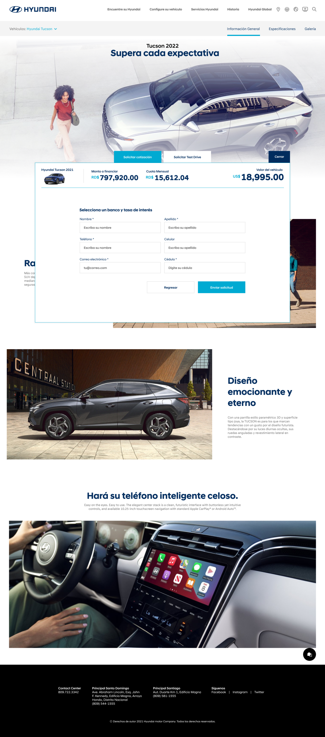 Quotation tool step 2: contact information form with the selected vehicle and total price