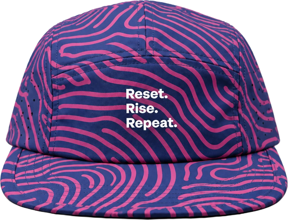 PAUER HATS Pulse cap with navy and pink wave print
