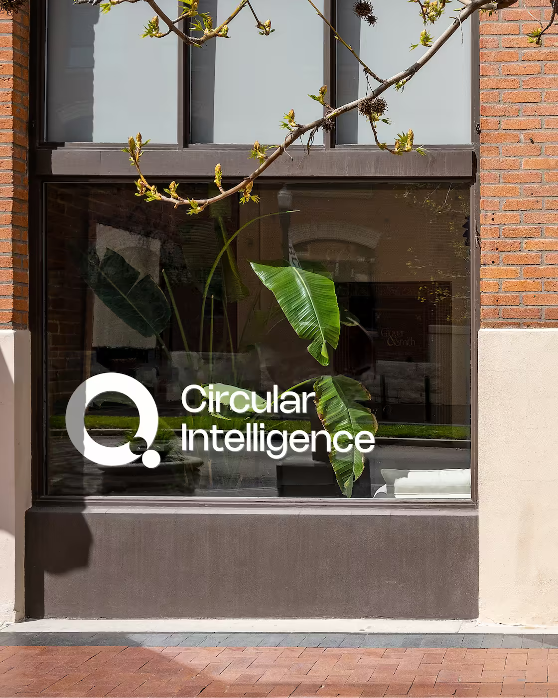 Logo von CQ Circular Intelligence auf einem Schaufenster