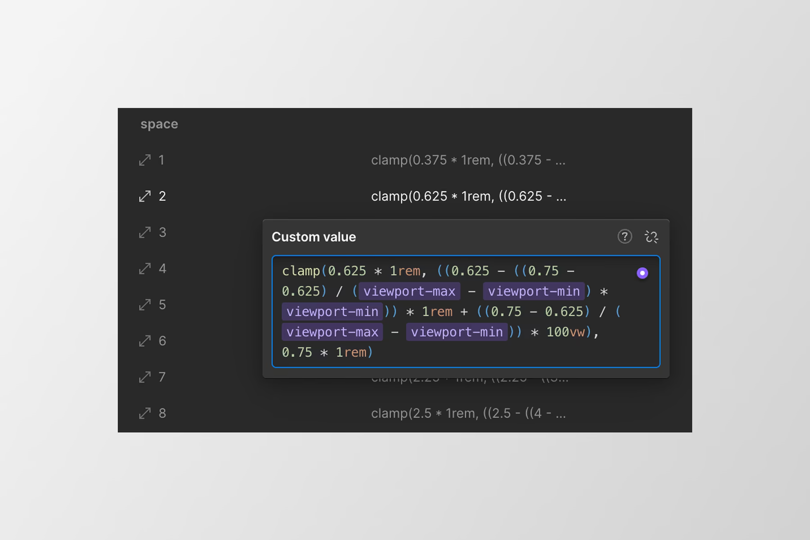 Spacing-Variablen mit clamp()-Werten im Lumos Framework für Webflow