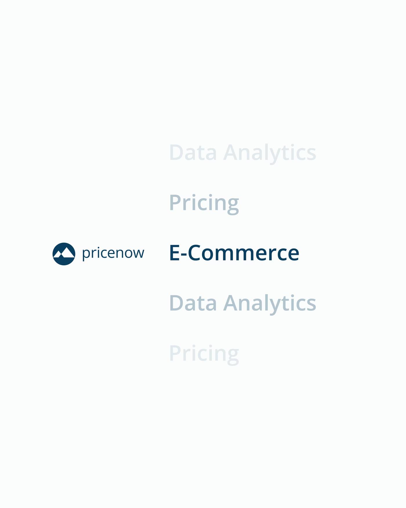 Logo von Pricenow mit den Bereichen E-Commerce, Data Analytics und Pricing