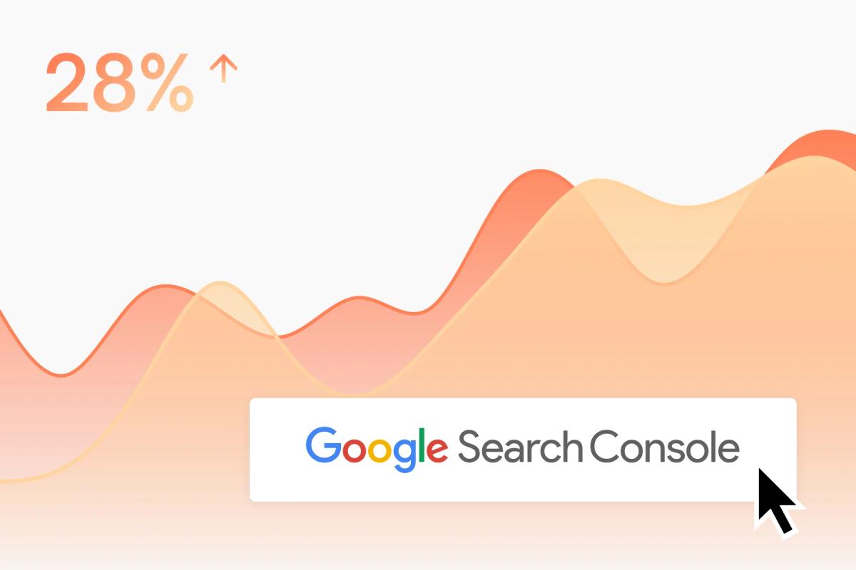 Google Search Console-Logo über einer steigenden Kurve
